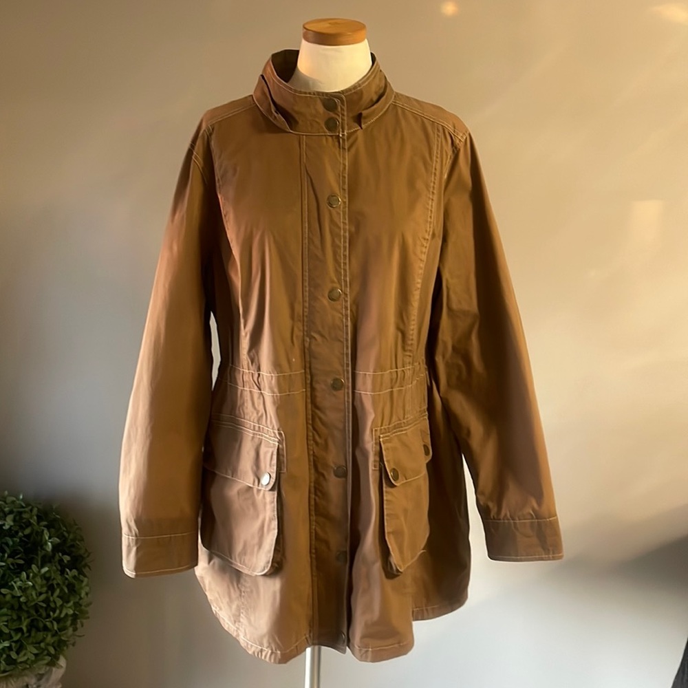 Boden Waxed Cotton Utility Jacket Coat Zip Snap Front… Gem